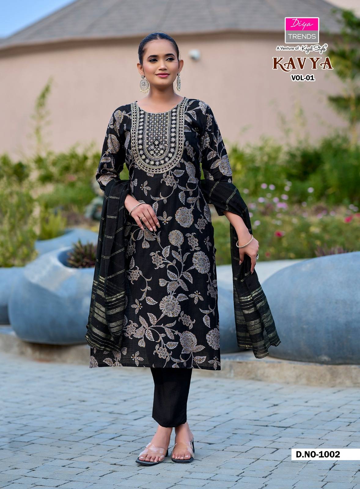 Kavya vol.1 By Diya Trends1001 To 1008 Series Beautiful Festive Suits Colourful Vertican Print Stitched Dresses At Wholesale Price
